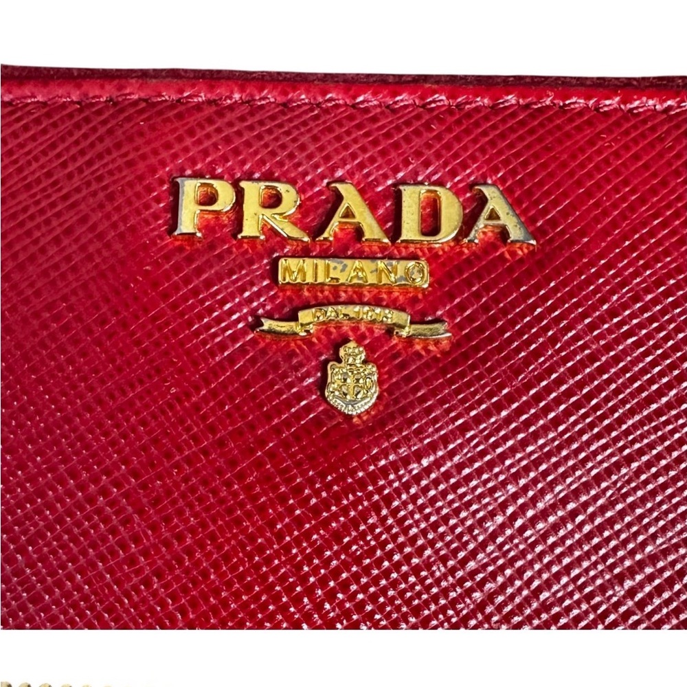 Prada sagging zippy Scarlet Leather Clutch/wallet